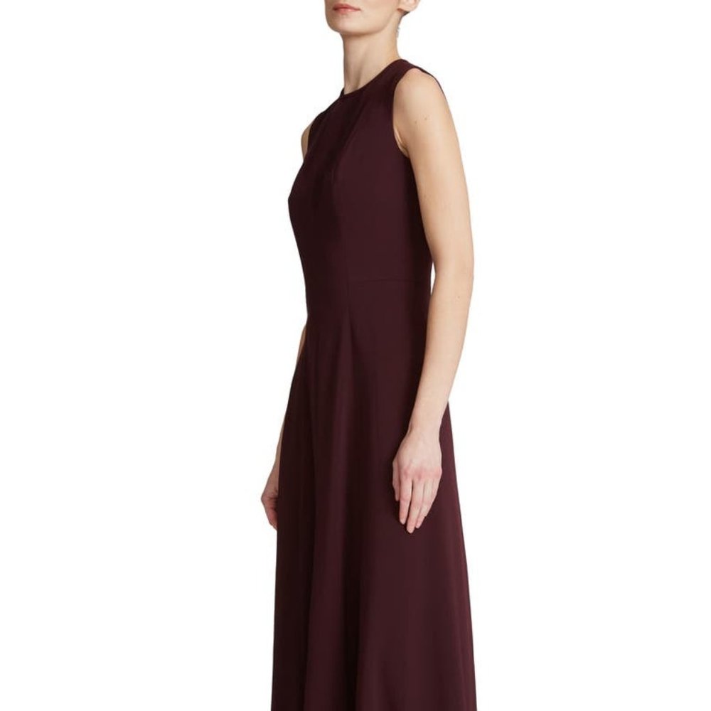 Halston Iris Cutout Back Crepe Gown Merlot MSRP $575 NWT